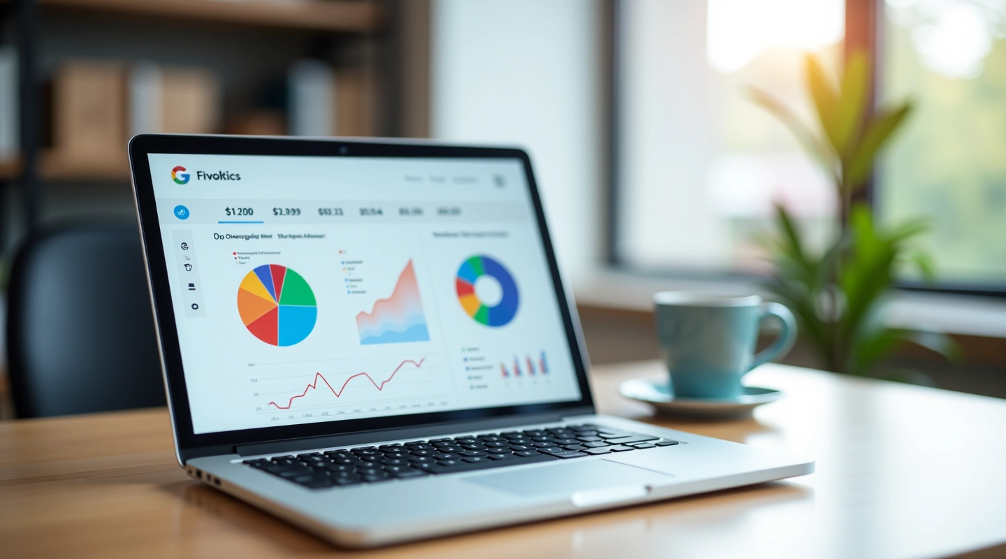 Laptop s analitičkim grafovima i financijskim podacima na ekranu